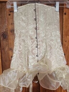 Ivory Brocade Corset Top with Ruffle Hem
